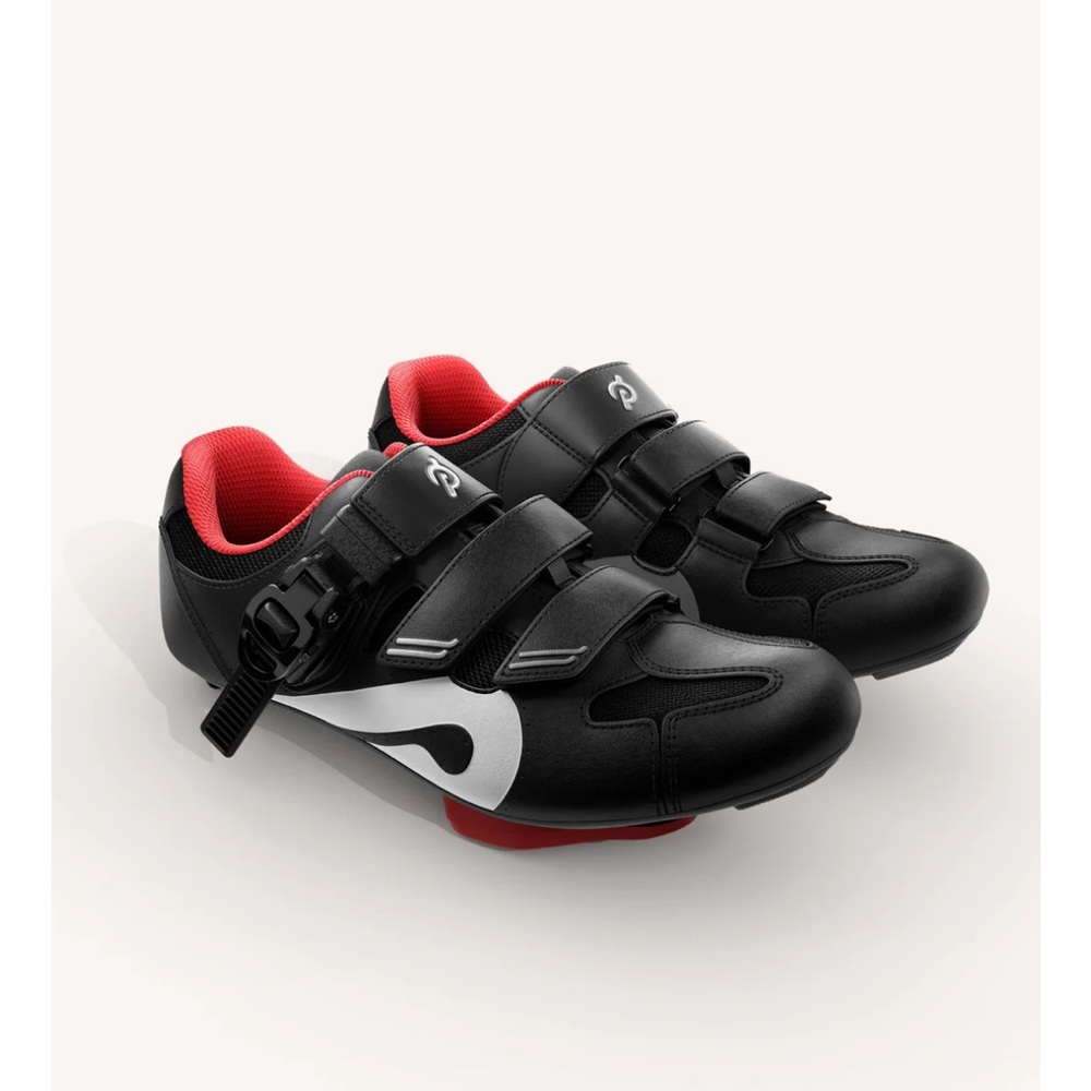 Peloton Women's Black White Red Cycling Shoes worn twice